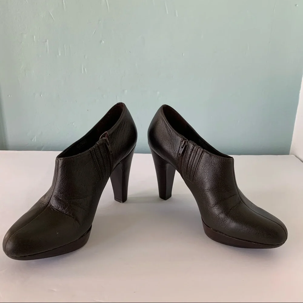 Matisse Booties Brown Leather Platform High Heel Inside Zipper 8.5M